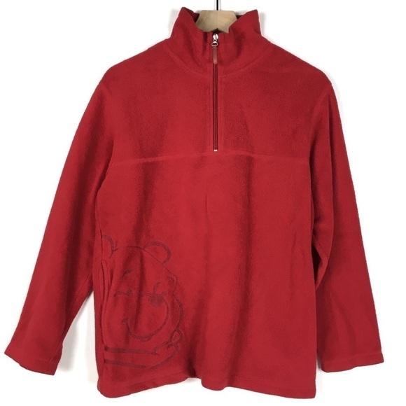 DISNEY Winnie the Pooh Fleece Quarter Zip Pullover Fleece Warm Cozy Size Medium - Picture 1 of 6